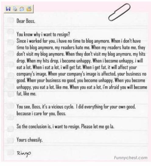 funny resignation letter. Funny Miss You Letters